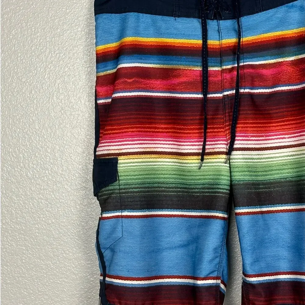Arizona Jeans Men's Size 34 Multicolor Mid length Swim Trunks Shorts Pockets